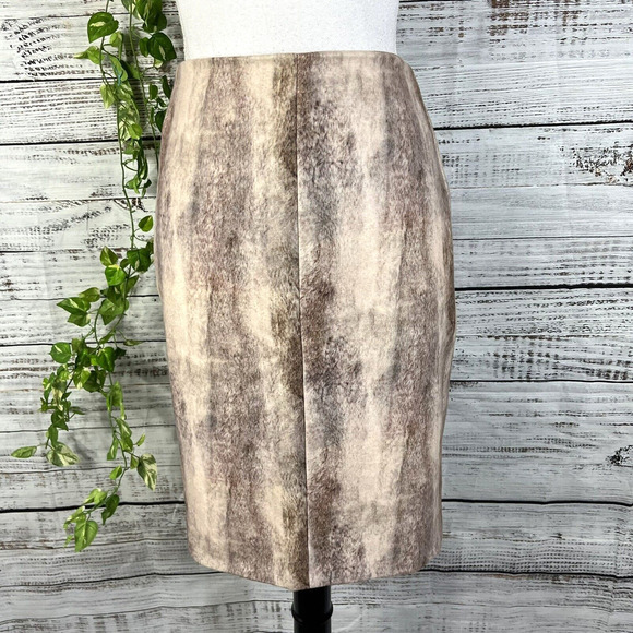 Catherine Skirt size 6 Brown Tan Faux Fur Pencil Knee Casual Career College Club - Picture 1 of 9